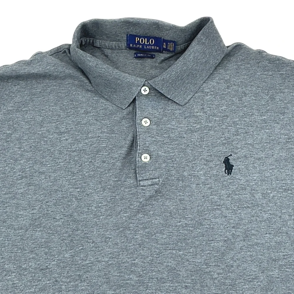 Polo Ralph Lauren Polo Shirt Mens XL Gray Heathered Classic Fit Preppy Sporty